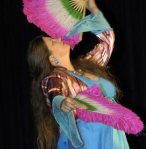 Marina demonstrates traditional dance