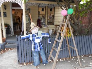 One of the Scarecrows created by groups in the local shopping street to promote local food sources